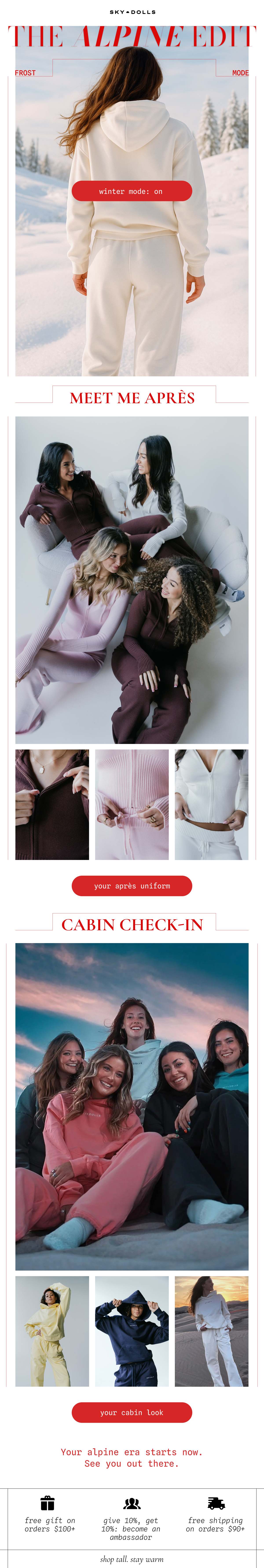 Sky Dolls Alpine Edit - Winter resort loungewear collection